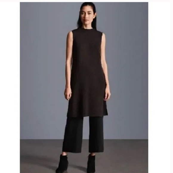COS Oversized V-Neck Wool Dress in LIGHT BEIGE